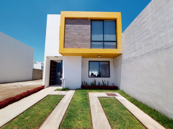 achada de la Casa Modelo Confort en Rinconada La Viña, Pozos — 3 recámaras, 2 cocheras, 98.93 m².