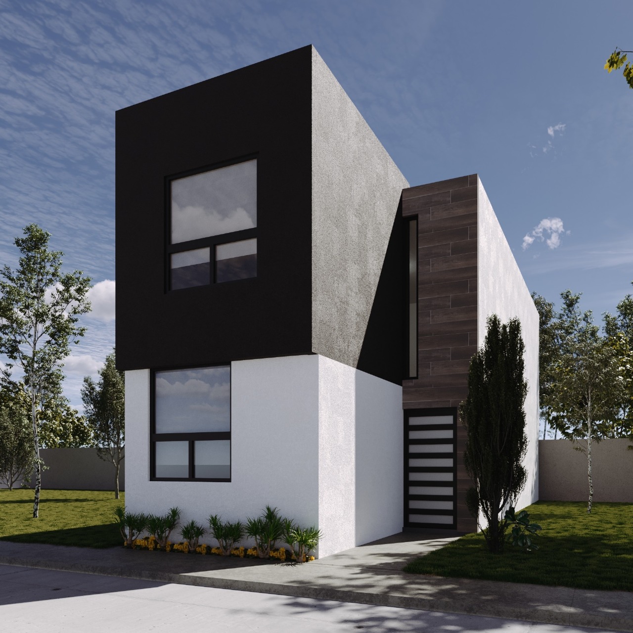 1 Fachada de la Casa Modelo Roma en Fraccionamiento Residencial Puerta Real 3, Soledad de Graciano Sánchez, San Luis Potosí — 3 recámaras.