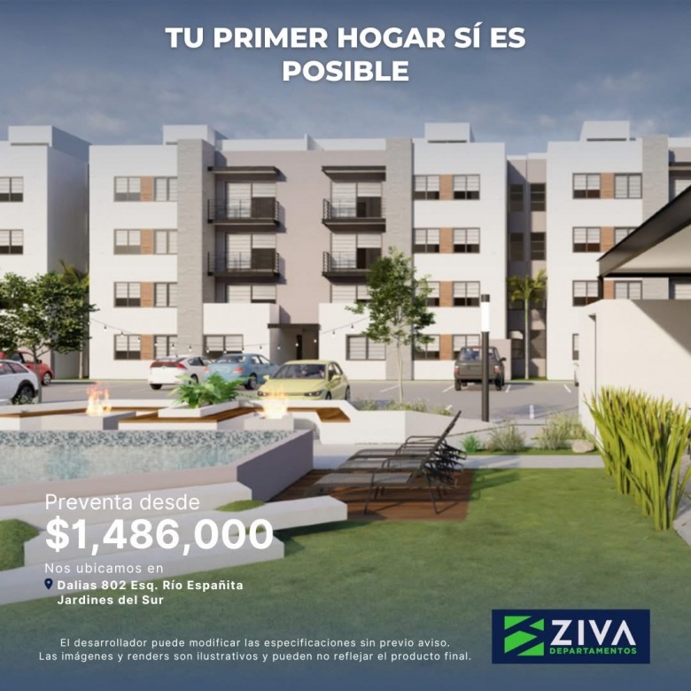 Departamentos en Jardines del Sur, San Luis Potosí - Fachada principal.