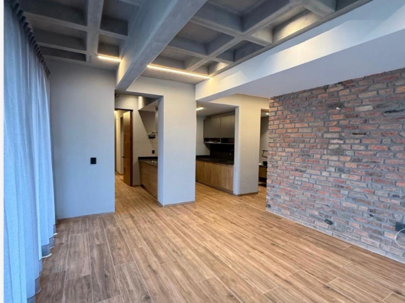 Loft moderno en renta Torre Mystiq, San Luis Potosí - Interior con acabados de lujo y cocina equipada.