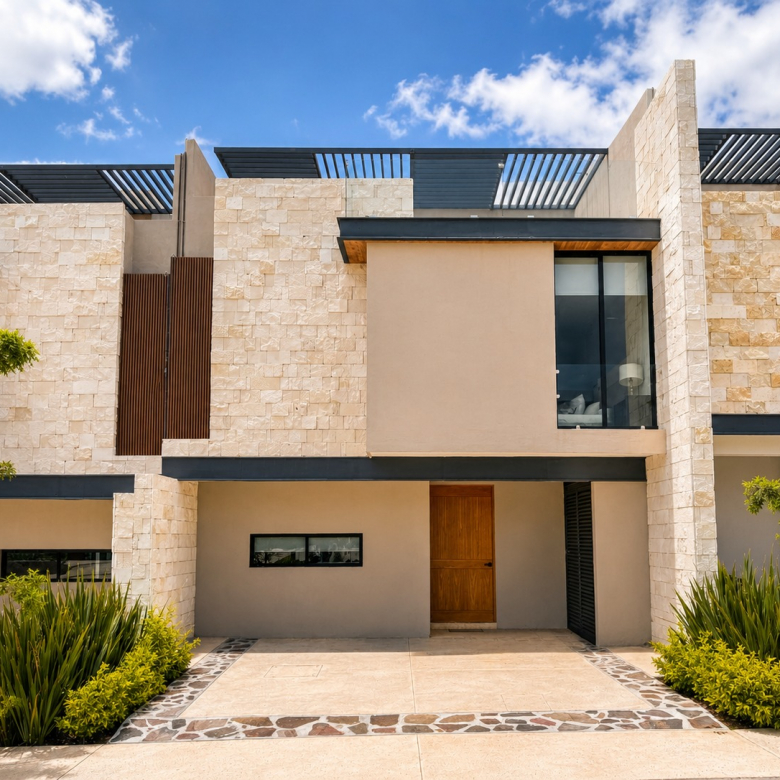Casa Modelo Aria en Villa Magna, San Luis Potosí, SLP - Fachada principal y acabados premium en residencial privado.