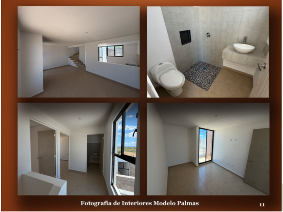 Casa Nueva Modelo Palmas en Solea 4 Residencial, Villa de Pozos, SLP - Fachada principal y cochera para dos vehículos.